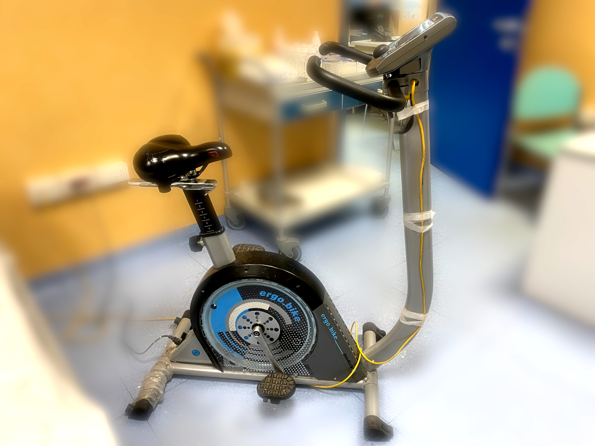 Ergometer, bicycle, stress test